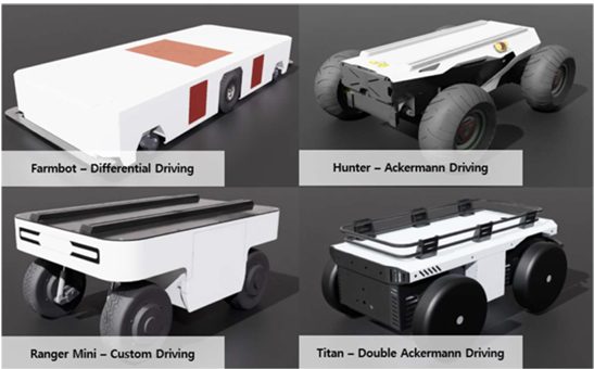 Four robot models with different drive types